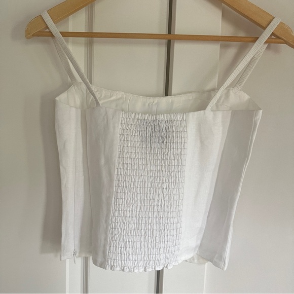 NEW Reformation Emery Linen Top Flower Detail White Ivory | size 2 - Picture 7 of 12